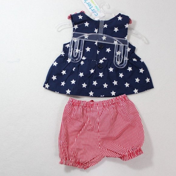 Carter's Child of Mine Baby Girl 2 Piece Patriotic Outfit Set NB 0-3 M Dress - Picture 4 of 5